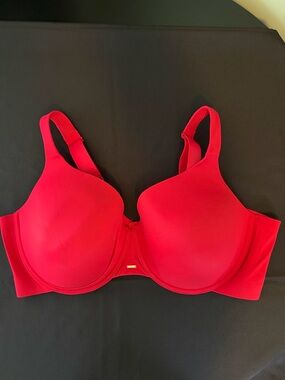 Cacique Lightly Lined Full Coverage Bra Red 48DDD Underwire Adjustable Straps